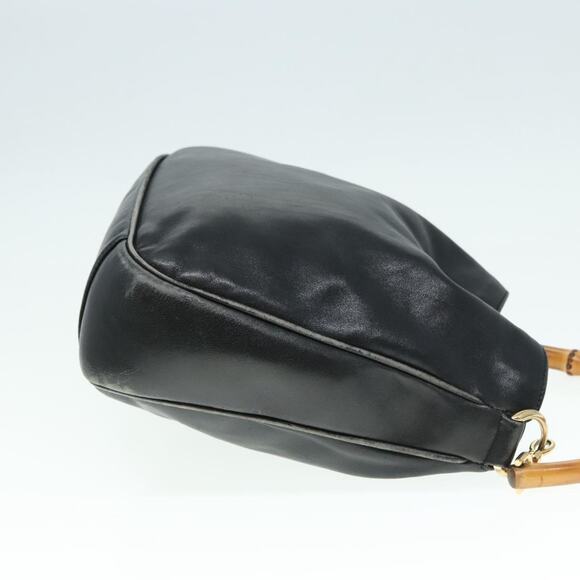 GUCCI Bamboo Hand Bag Leather Black Gold 001 1638 001 1638 - Picture 4 of 16